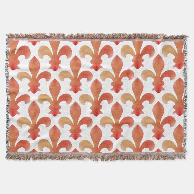 Couverture rouge de Gold Fleur de Lis Throw (Devant)