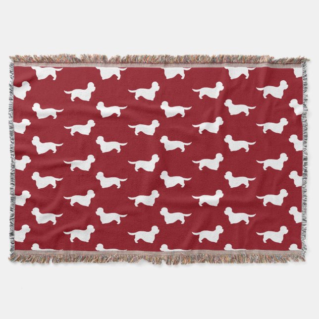 Couverture Rouge de motif de silhouettes de Dandie Dinmont (Devant)
