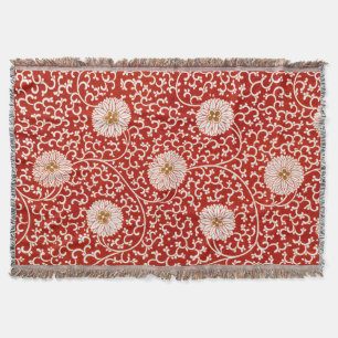 Couverture Rouge Floral Vibrant Ornate Classé Motif