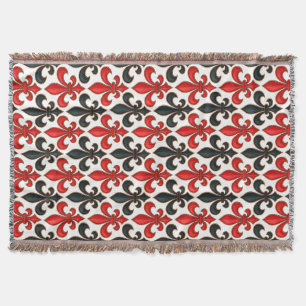 Couverture Rouge noir baroque Fleur de lis Motif Design