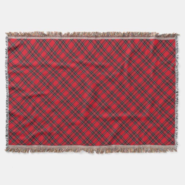 Couverture Royal Stewart tartan rouge noir plaid (Devant)