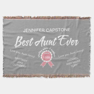 Couverture Ruban rose de la meilleure tante personnalisable