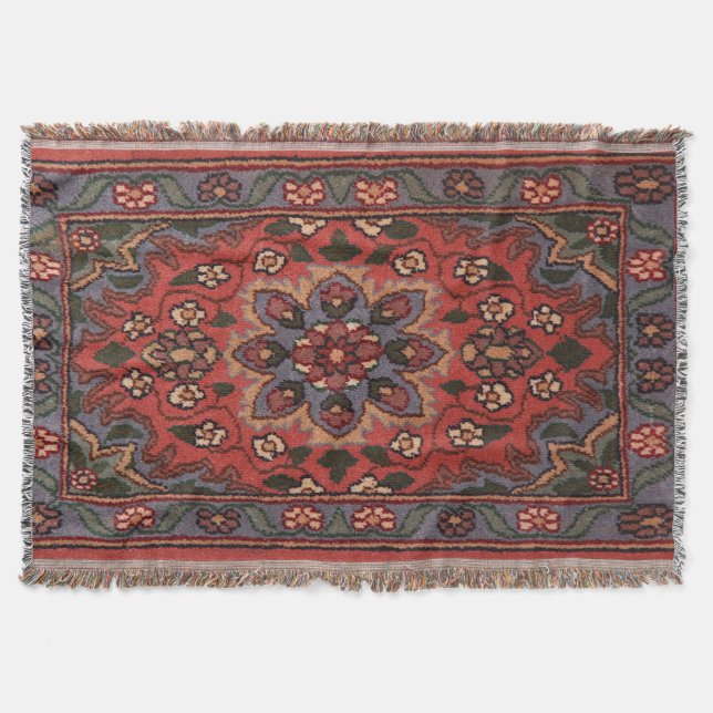 Couverture Rug floral oriental d'antiquité persane turque (Devant)