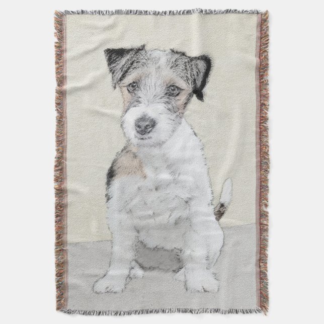 Couverture Russell Terrier Peinture rugueuse - Art Chien orig (devant Vertical)