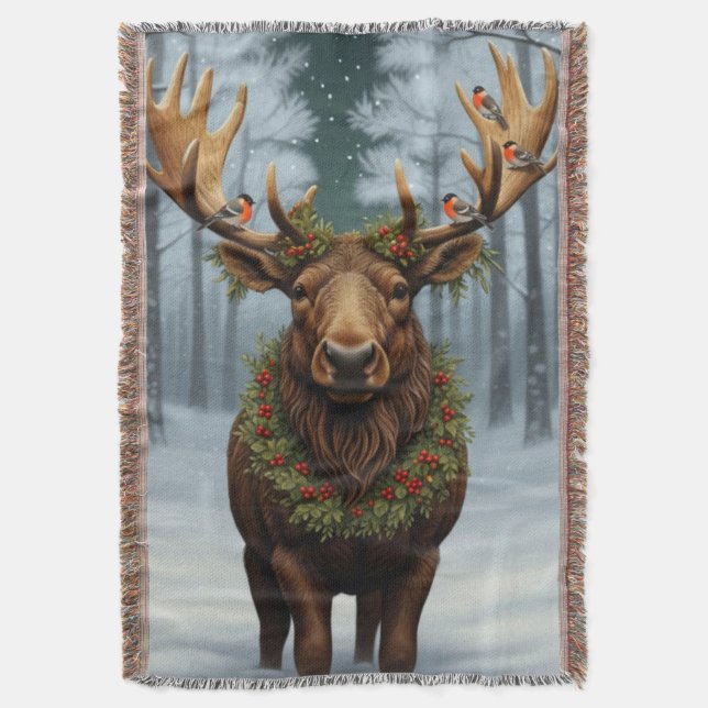 Couverture Rustic Christmas moose winter woodland forest  (devant Vertical)