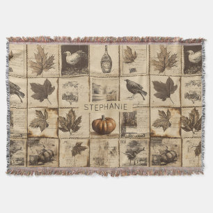 Couverture Rustique Automne Ephemera Collage Terre chaude (