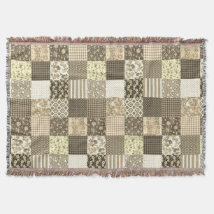 Couverture Rustique Vintage Patchwork Motif de couette beige