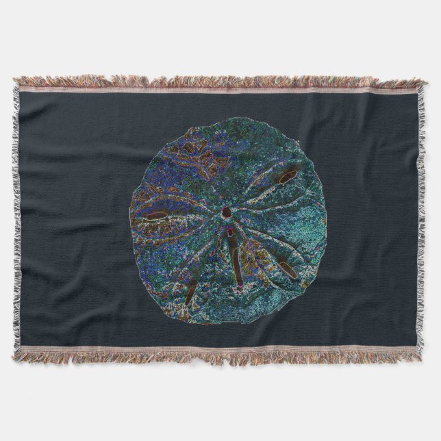 Couverture Sable Dollar Art Abstrait Bleu Nautique Cadeau Fav (Devant)