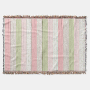 Couverture Sage rustique Motif vert et rose Floral Bois