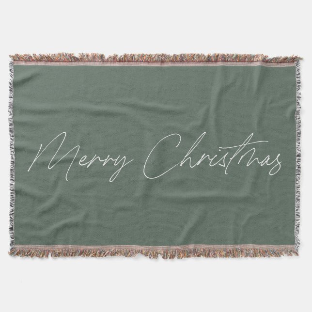 Couverture Sage vert minimaliste Script moderne Joyeux Noël (Devant)