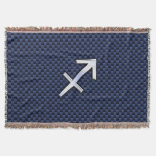 Couverture Sagittarius Zodiac Sign on Blue Carbon Fiber Decor