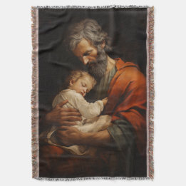 Couverture Saint Joseph et bébé Jésus Religieux Catholique