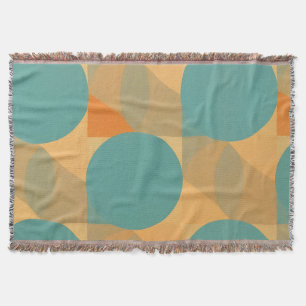 Couverture Sarcelle, Brun Clair et Orange dans un Motif Rétro
