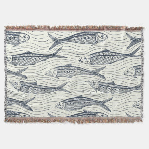 Couverture Sardines en mouvement en bleu marine et ivoire