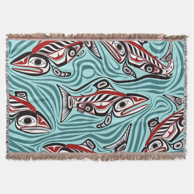 Couverture Saumon Haida Art Spirit Pacific Northwest Native (Devant)