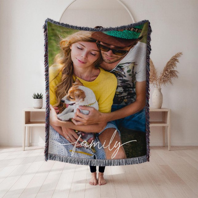 Couverture Script Family Photo Woven  (Créateur téléchargé)