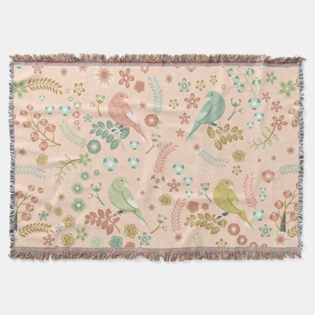 Couverture Shabby Birds & Branches Pastel Saumon (Devant)