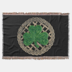 Couverture Shamrock noir sur noeuds celtiques lancer la couve