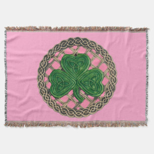 Couverture Shamrock Rose sur noeuds celtiques Jeter la couver
