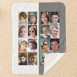 Couverture Sherpa 16 photos montage gris et blanc