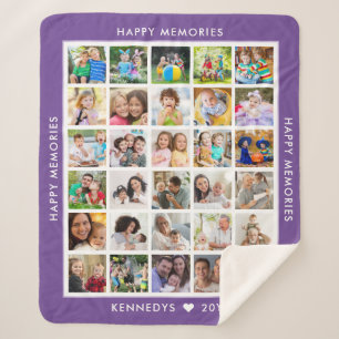 Couverture Sherpa 30 Photo Collage Nom de famille Souvenirs Violet