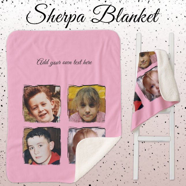 Couverture Sherpa 4 photo collage add text pink (Créateur téléchargé)