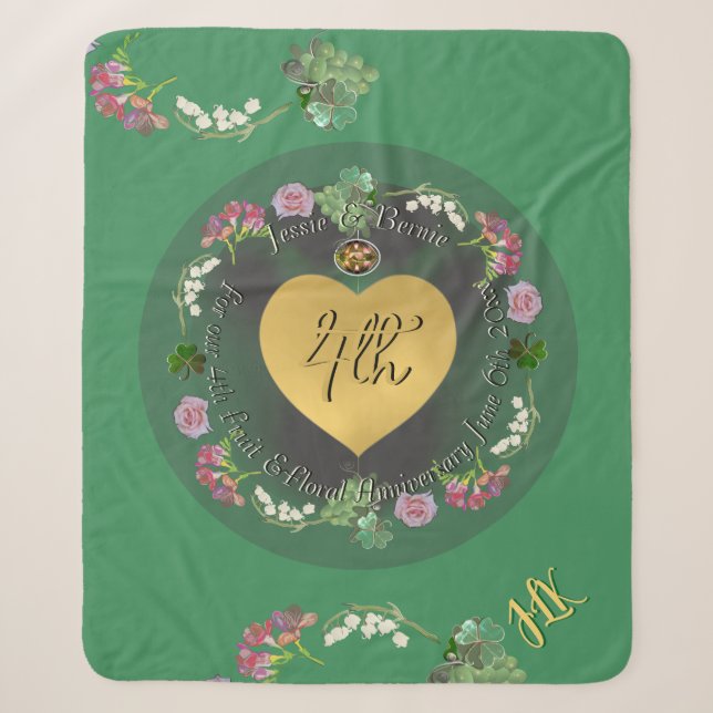 Couverture Sherpa 4e anniversaire du Mariage Fruit Floral (Devant)