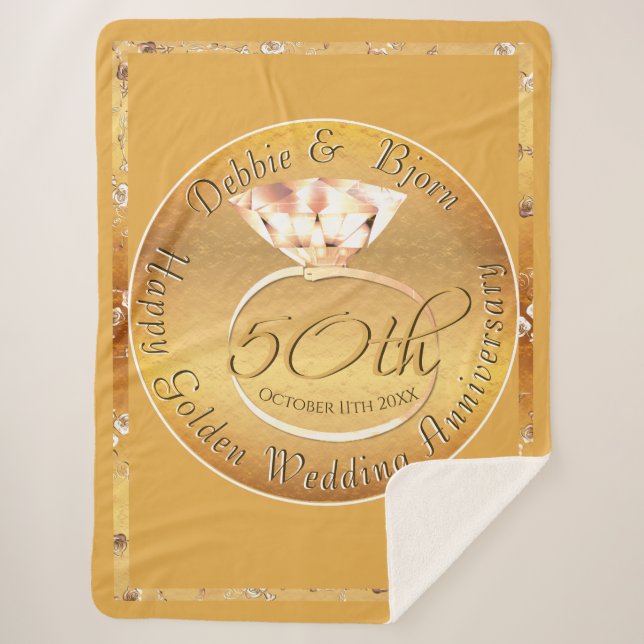 Couverture Sherpa 50e anniversaire du Mariage Ochre & Rose (Devant)
