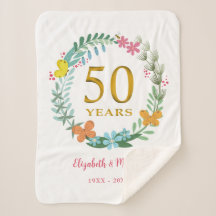 50e anniversaire Golden Floral Butterfly Wreath