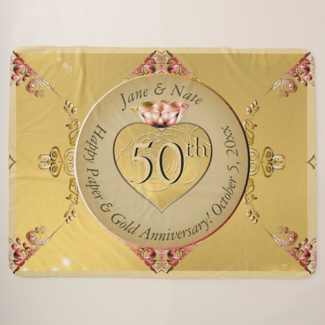 Couverture Sherpa 50e ou 1er anniversaire d'or Sherpa Blanket (Devant (Horizontal))