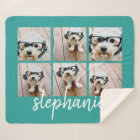 6 Photo Collage Script Blanc Nom manuscrit turquoi