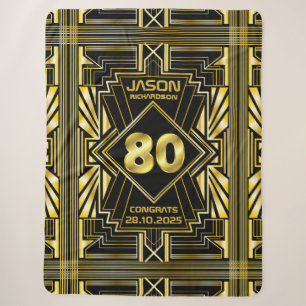 Couverture Sherpa 80e anniversaire Art Déco Gold Black Great Gatsby