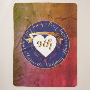 Couverture Sherpa 9ème anniversaire Mariage de Terracotta Lapis Lazu