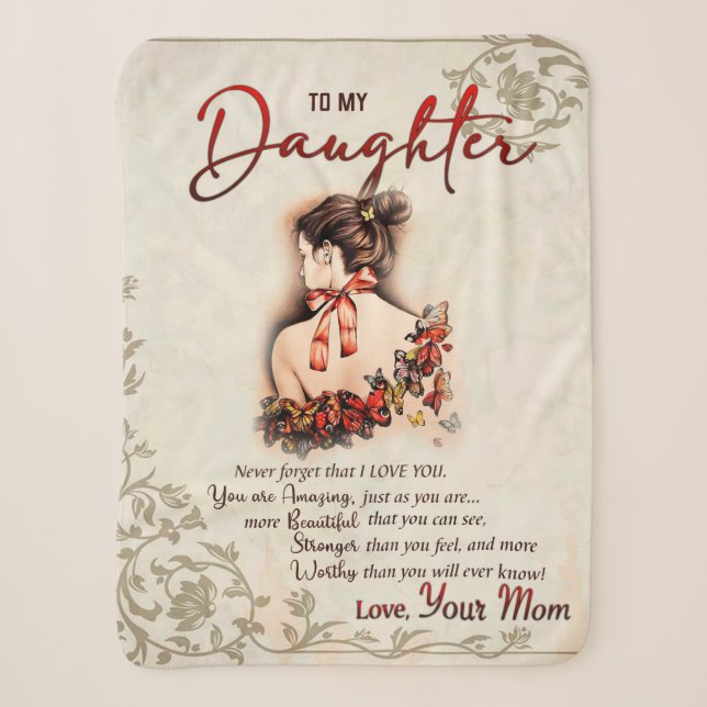 Couverture Sherpa À Mon Cadeau Fille, Lettre D'Amour Fille Et Maman (Devant)