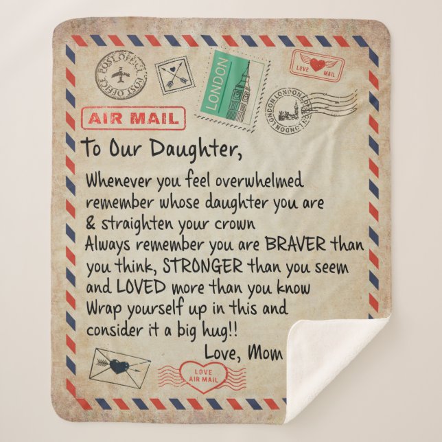 Couverture Sherpa À Mon Don Fille, Lettre D'Amour À Notre Fille (Devant)