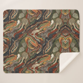 Couverture Sherpa Abstract Earth Tone Swirl Pattern