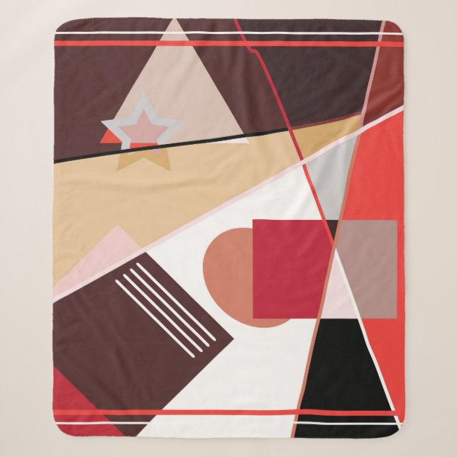Couverture Sherpa Abstract geometric pattern,  silk scarf shawl desi (Devant)