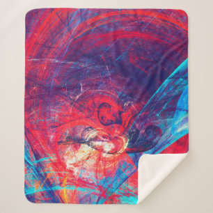 Couverture Sherpa Abstrait beau rouge et bleu clair dossier de coule