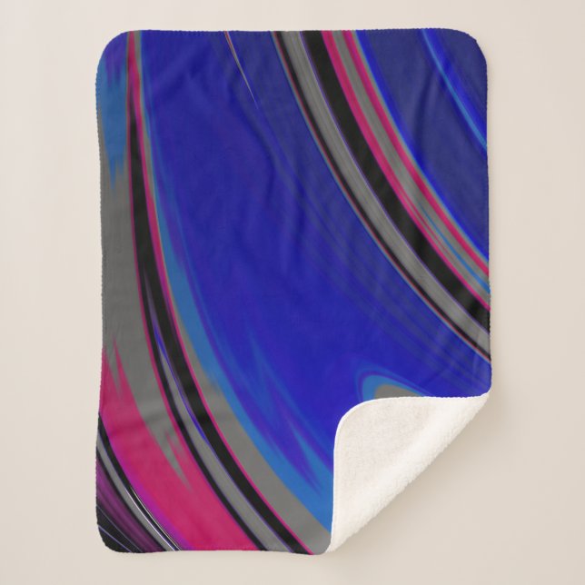Couverture Sherpa Abstrait Gris Bleu Magenta Fractal (Devant)