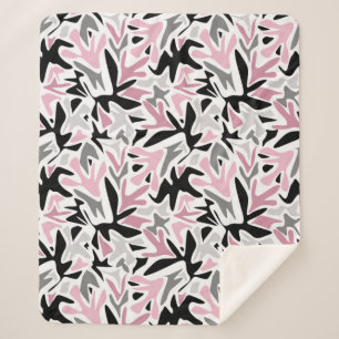 Couverture Sherpa Abstrait, Noir et Rose, Jeune, Throw Pill moderne