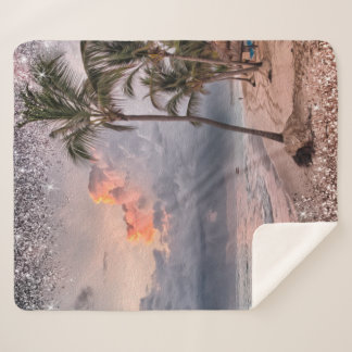 Couverture Sherpa Abstrait Retro Palm Beach Sunset