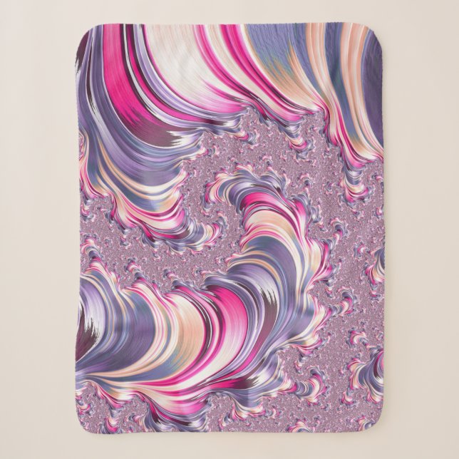 Couverture Sherpa Abstrait rose pourpre spirale fractale (Devant)