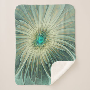 Couverture Sherpa Abstrait Sage Green Imaginaire Fleur Fractal Art