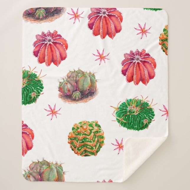 Couverture Sherpa ?actus motif floral transparent arrière - plan, wa (Devant)