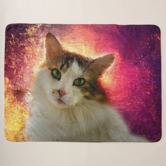 Couverture Sherpa Adorable Cute Calico Chat (Devant (Horizontal))