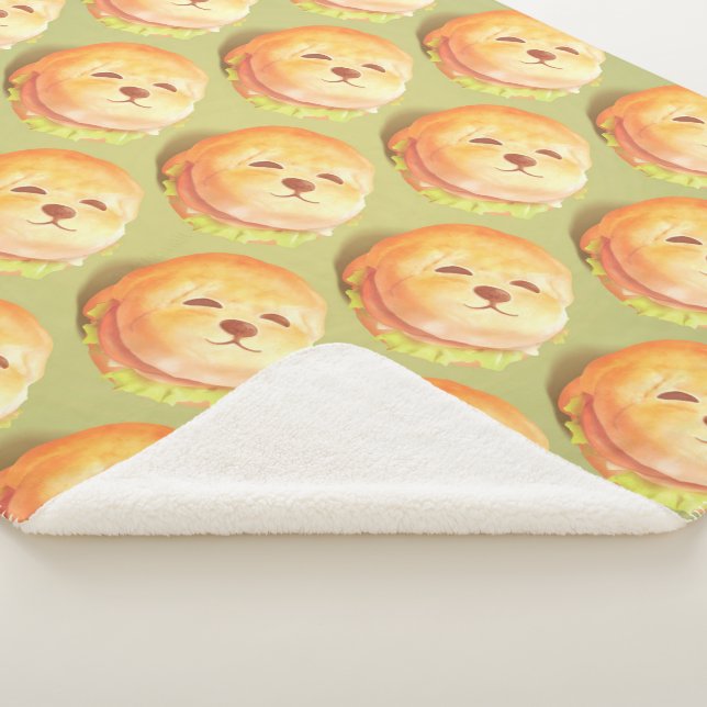 Couverture Sherpa Adorable Motif de hamburger visage chien (3/4)
