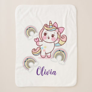 Couverture Sherpa Adorable Rainbow Unicorn Customisé