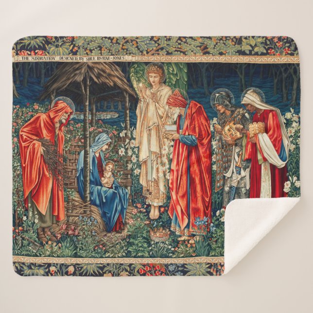 Couverture Sherpa ADORATION DE MAGI Morris, Noël de Burne-Jones (Devant (Horizontal))