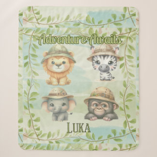 Couverture Sherpa Adventure Awaits Personalize Safari Woodlands Baby