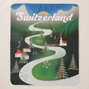 Couverture Sherpa Affiche de vacances de style vintage Suisse